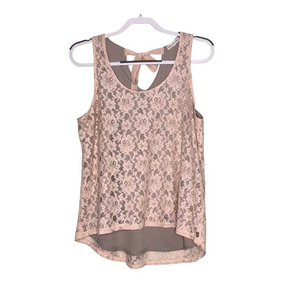 Thyme and Honey Blush Elegant Lace Sleeveless Womans Large Top - Picture 4 of 7